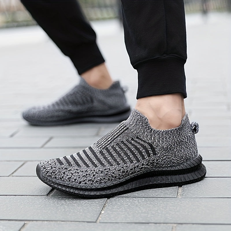Men's Knit Lightweight Slip-On Casual Shoes - Outdoor Non-slip Soft Sole Sneakers